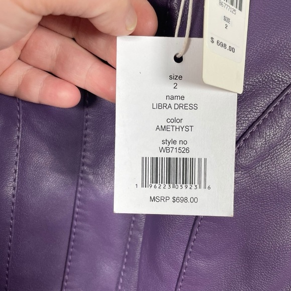 NWT Walter Baker Libra Leather Mini Dress in Amethyst Purple Size 2 - Picture 12 of 14